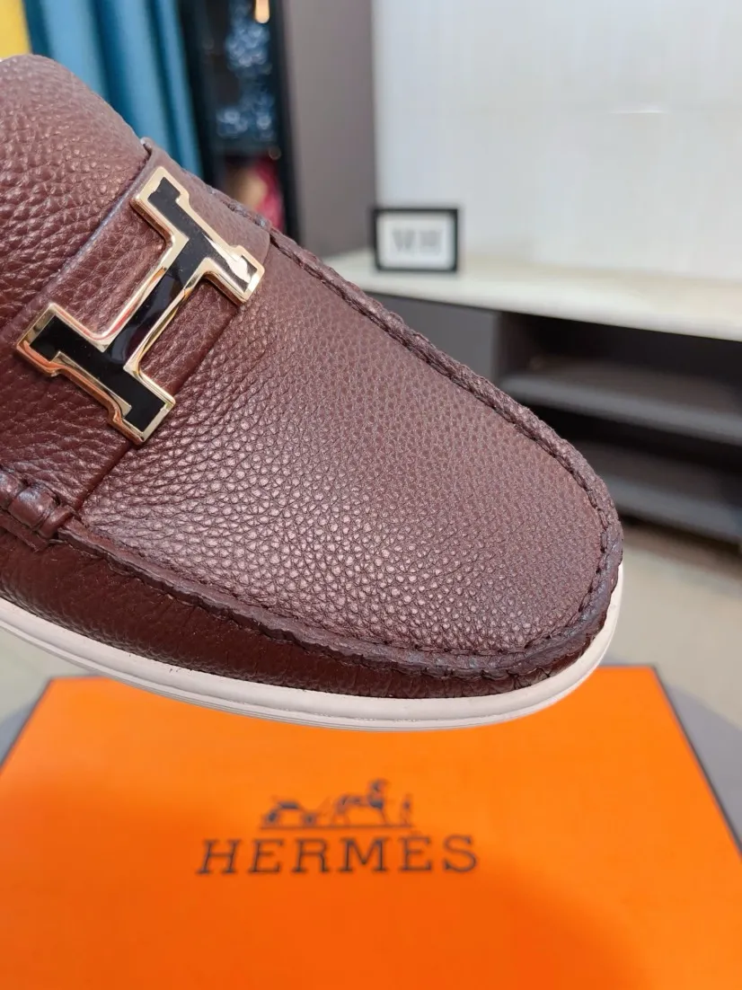 Men's shoes 💰458🌹🌹Niuli "HERMES" Hermès business leather shoes, original factory configuration, original imported cowhide upper + luxury hardware logo + fully imported original customized cowhide lining, sole: rubber wear-resistant outsole, difficult craftsmanship, original factory follow-up goods, 🔍🔍high quality code number: 38-44 45 can be customized